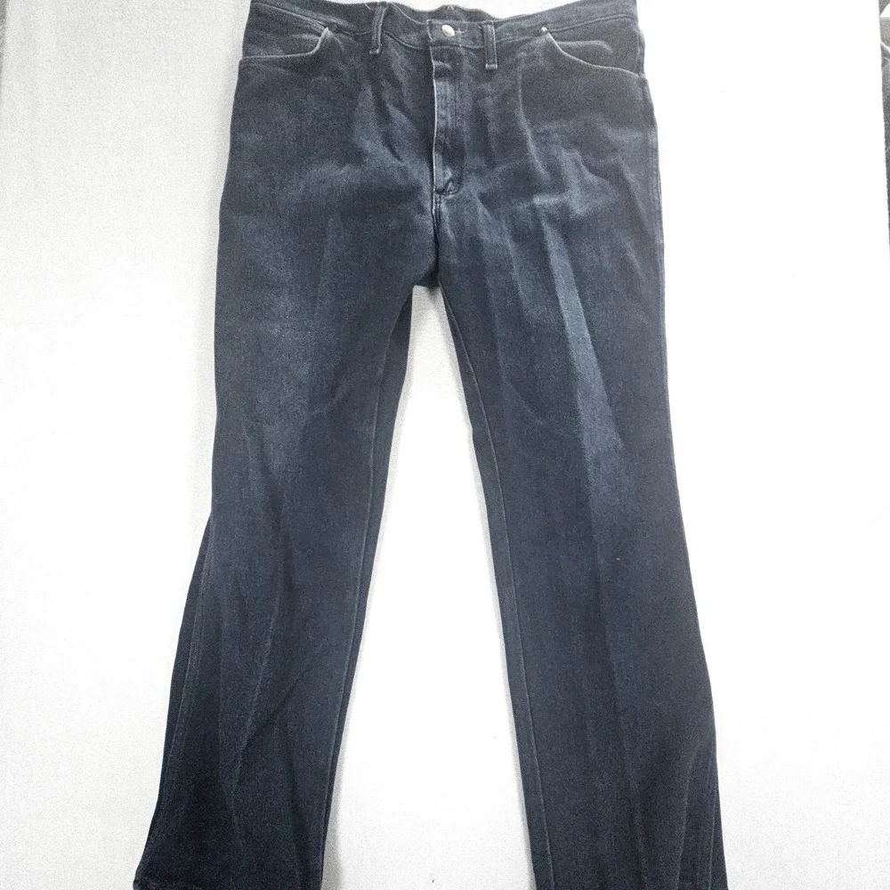 Vintage Wrangler Mens Straight Leg Jeans Blue Denim Made in USA 35x31 - Picture 5 of 9